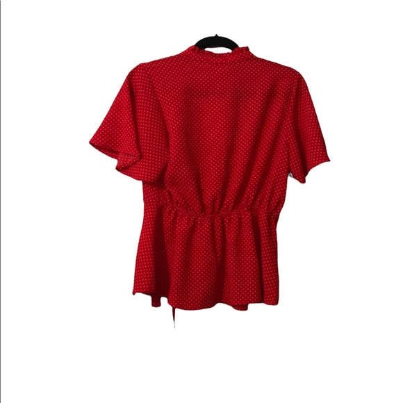 Monteau, Red-Orange/White Polka Dot S/S Top Size M - Picture 4 of 5